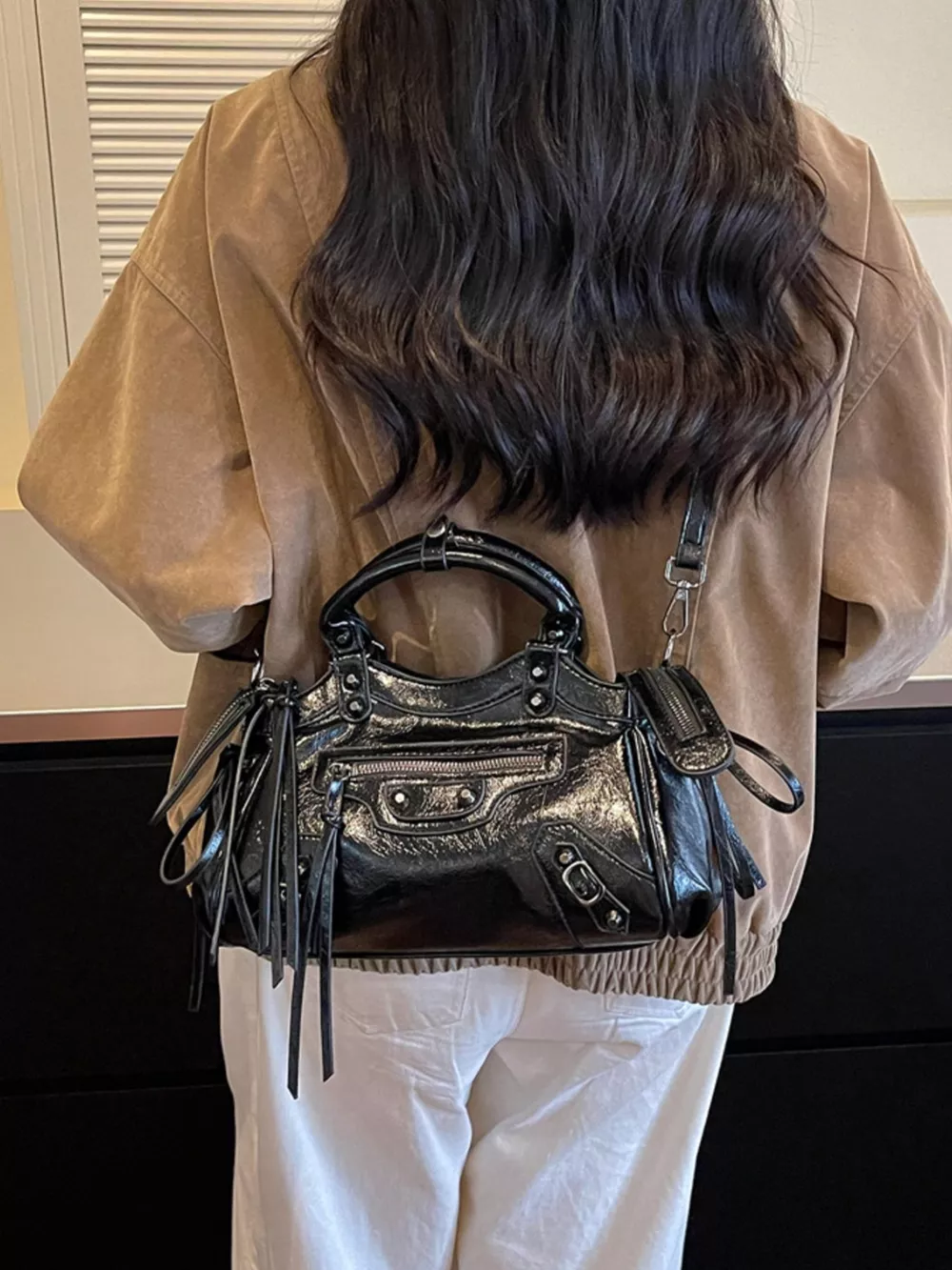 Tassel Leather Handbag, image 4
