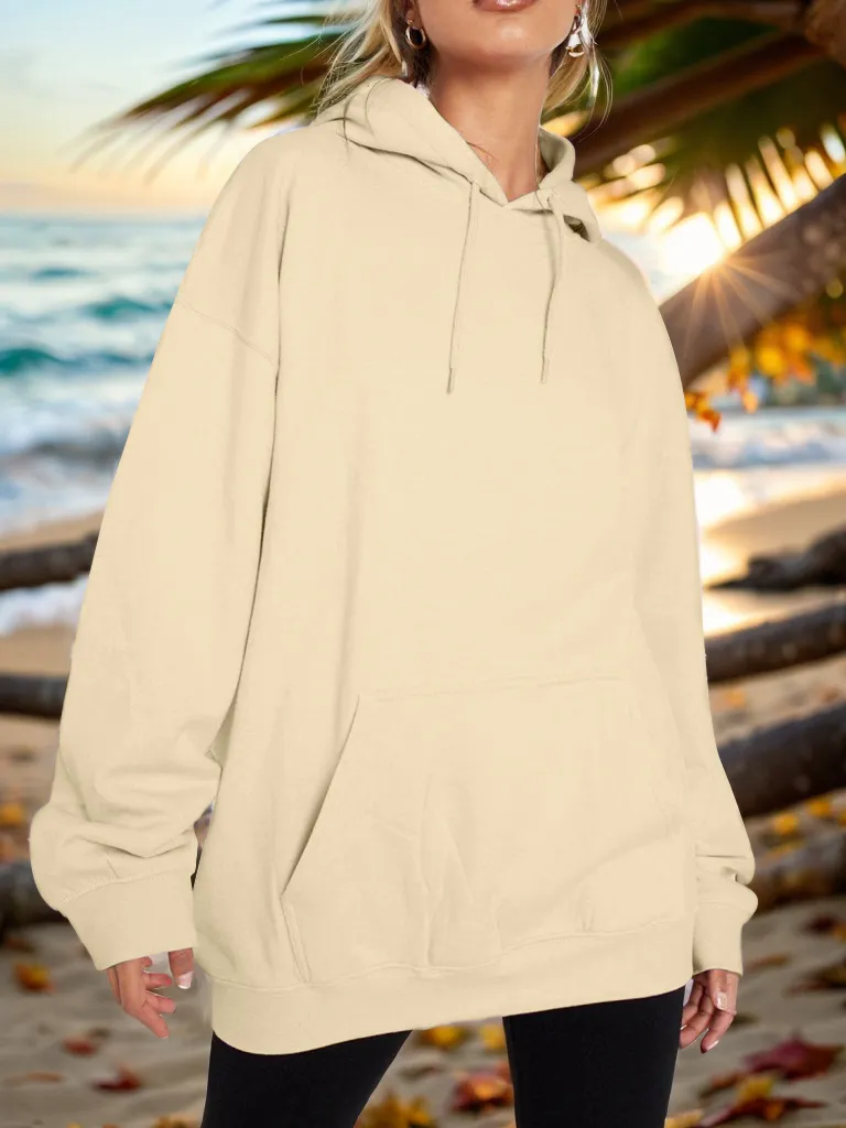 Drawstring Dropped Shoulder Hoodie, image 3