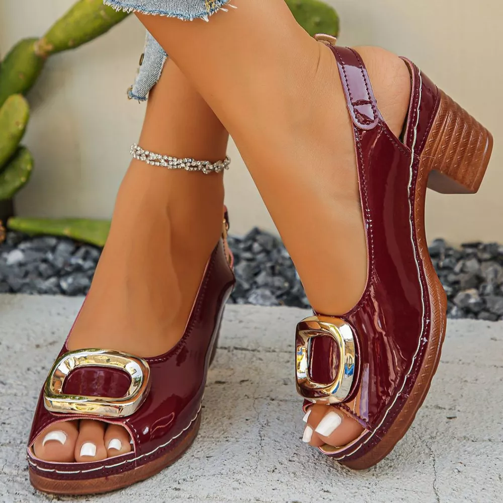 Peep Toe Block Heels Sandals, image 15