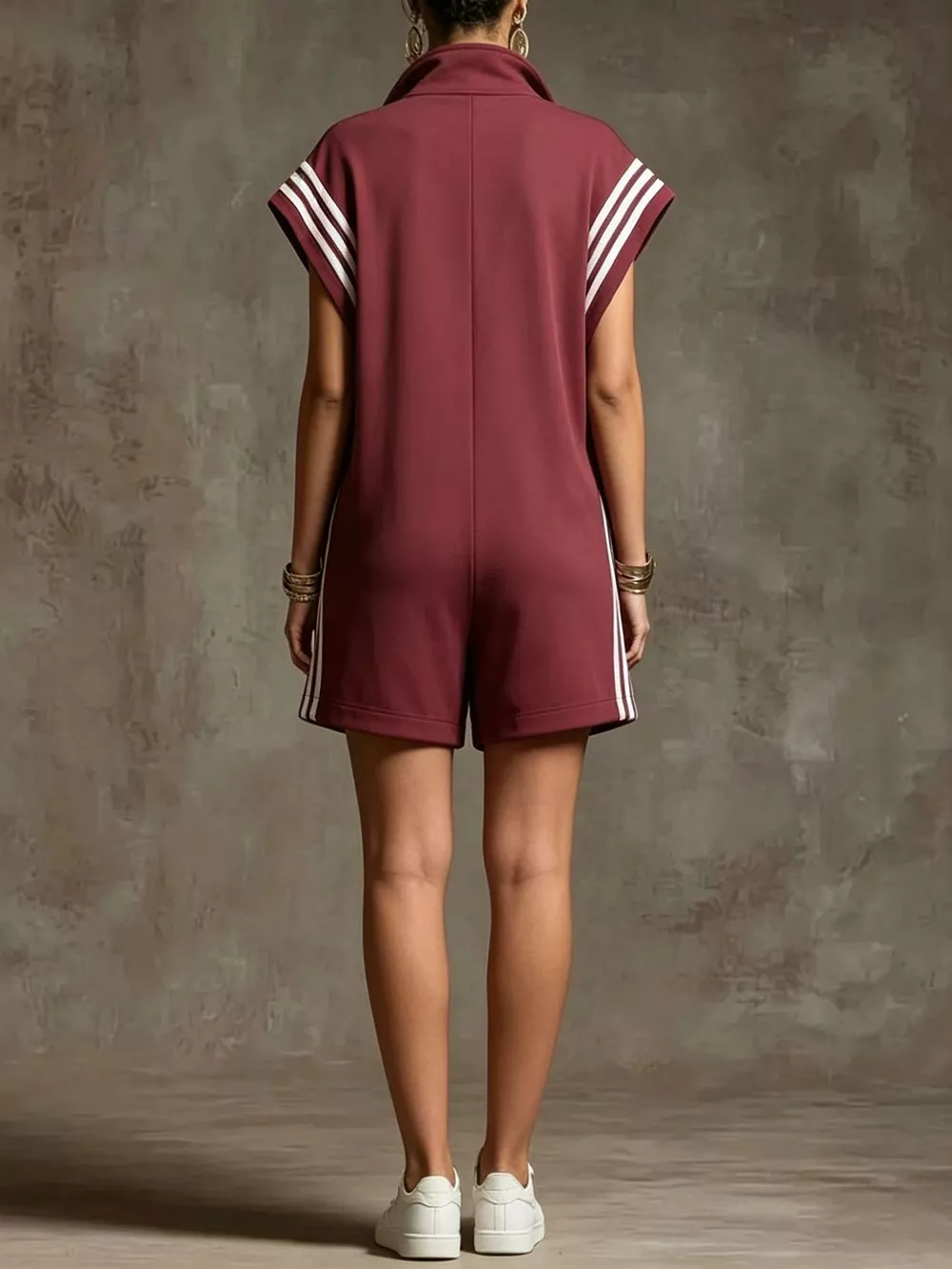Striped Zip Front Romper, image 15