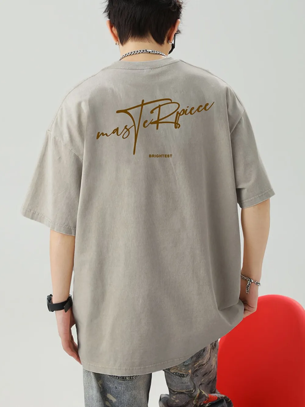Men's Plus Size Round Neck Letter Graphic T-Shirt, image 5