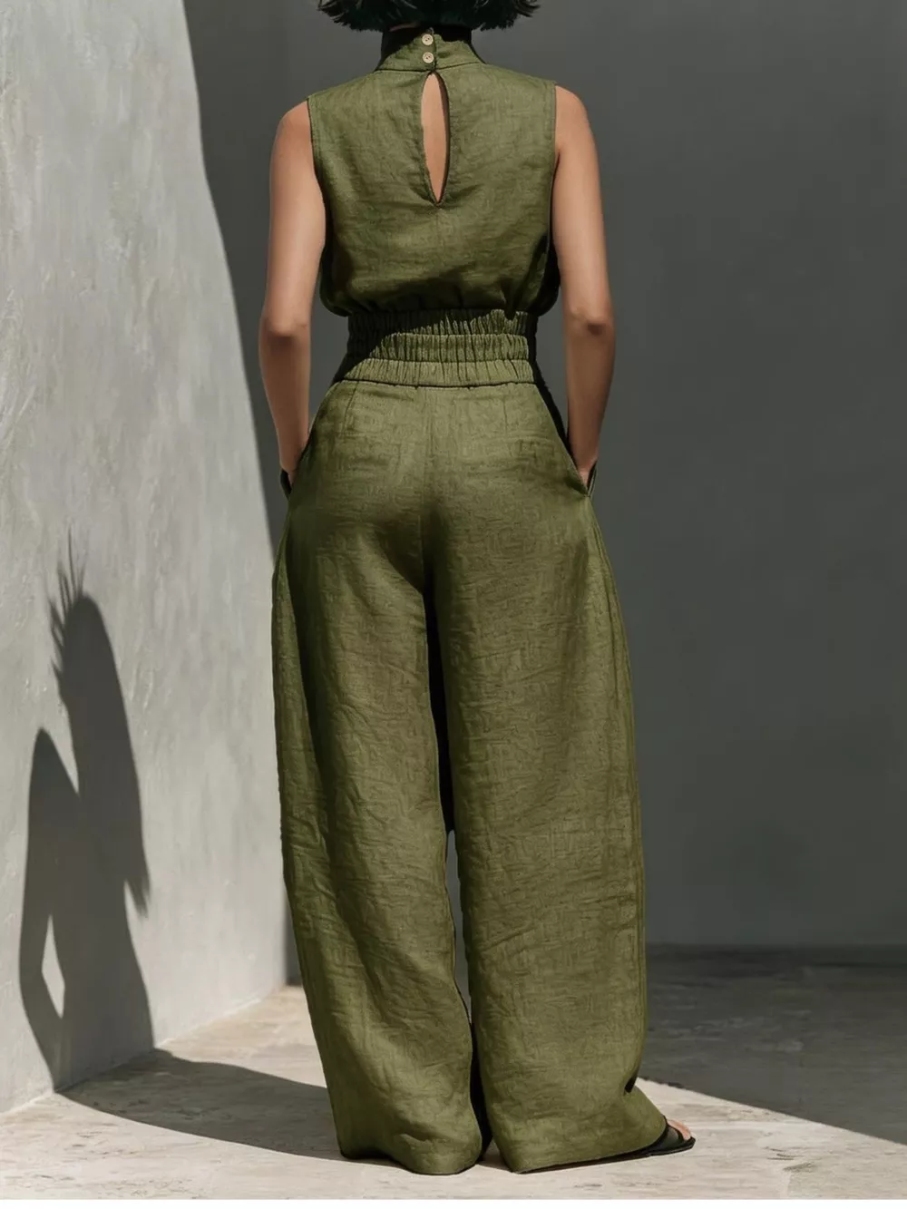 Turtleneck Sleeveless Top and Wide-Leg Pants Set, image 6