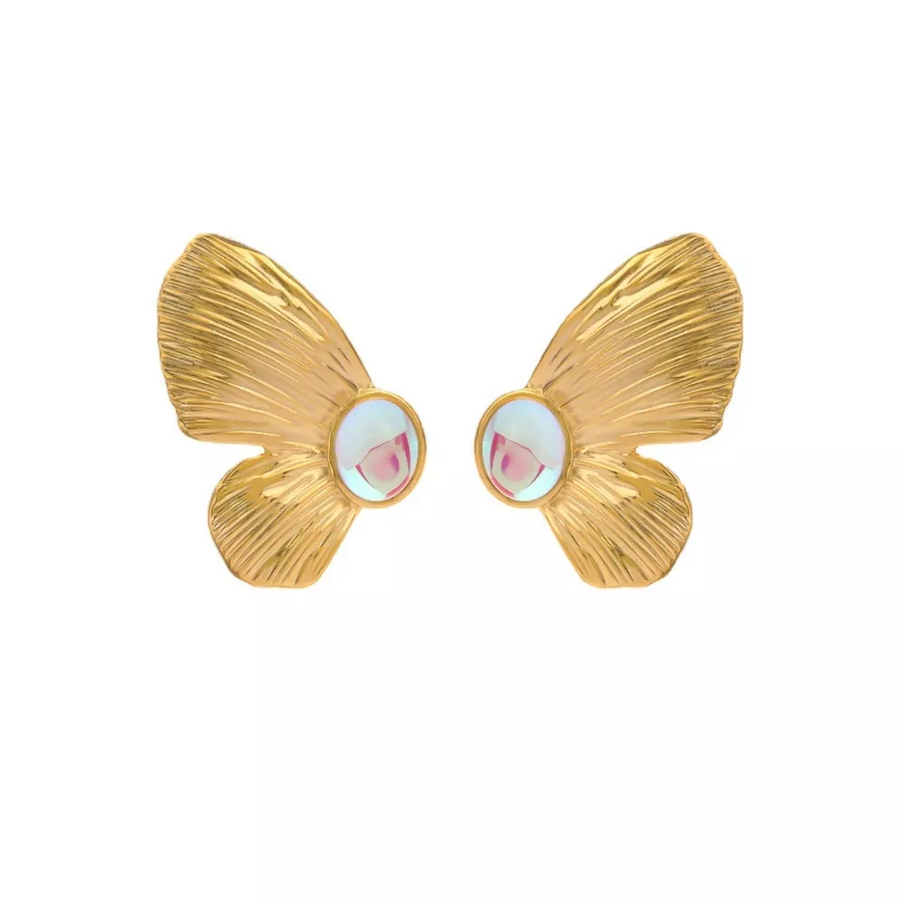 18K Gold-Plated Butterfly Wing Earrings, image 5