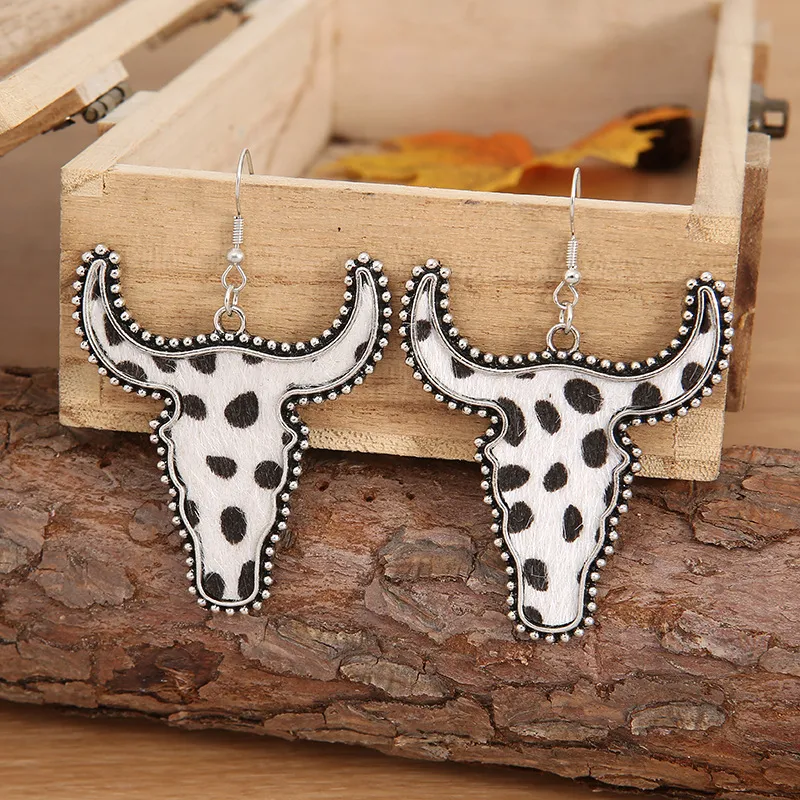 Alloy Animal Print Cow Head Earrings, image 10