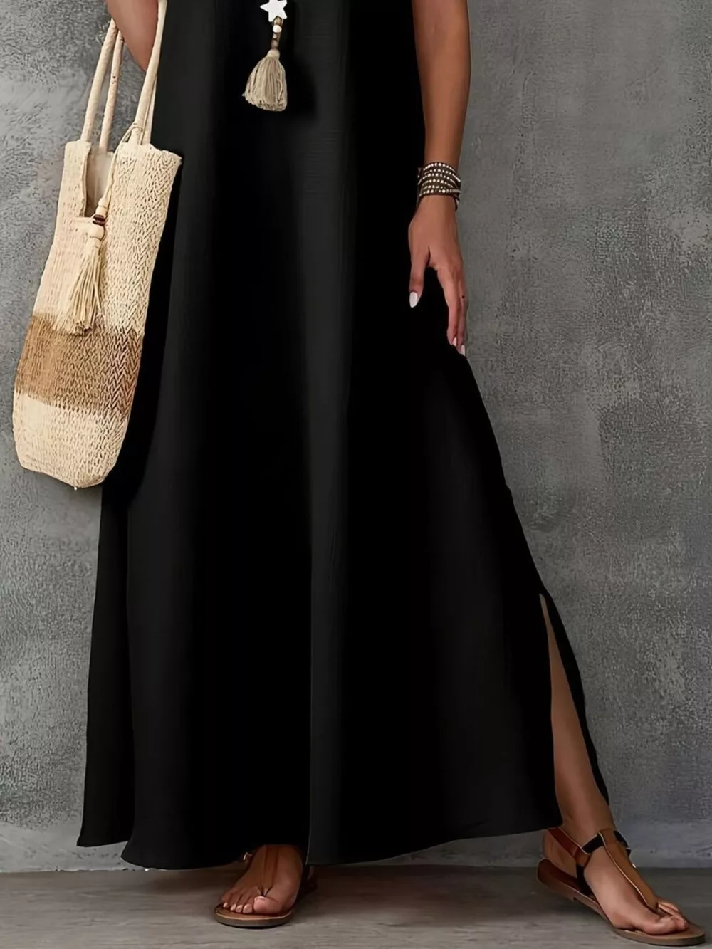 Sleeveless V-Neck Side-Slit Maxi Dress, image 6