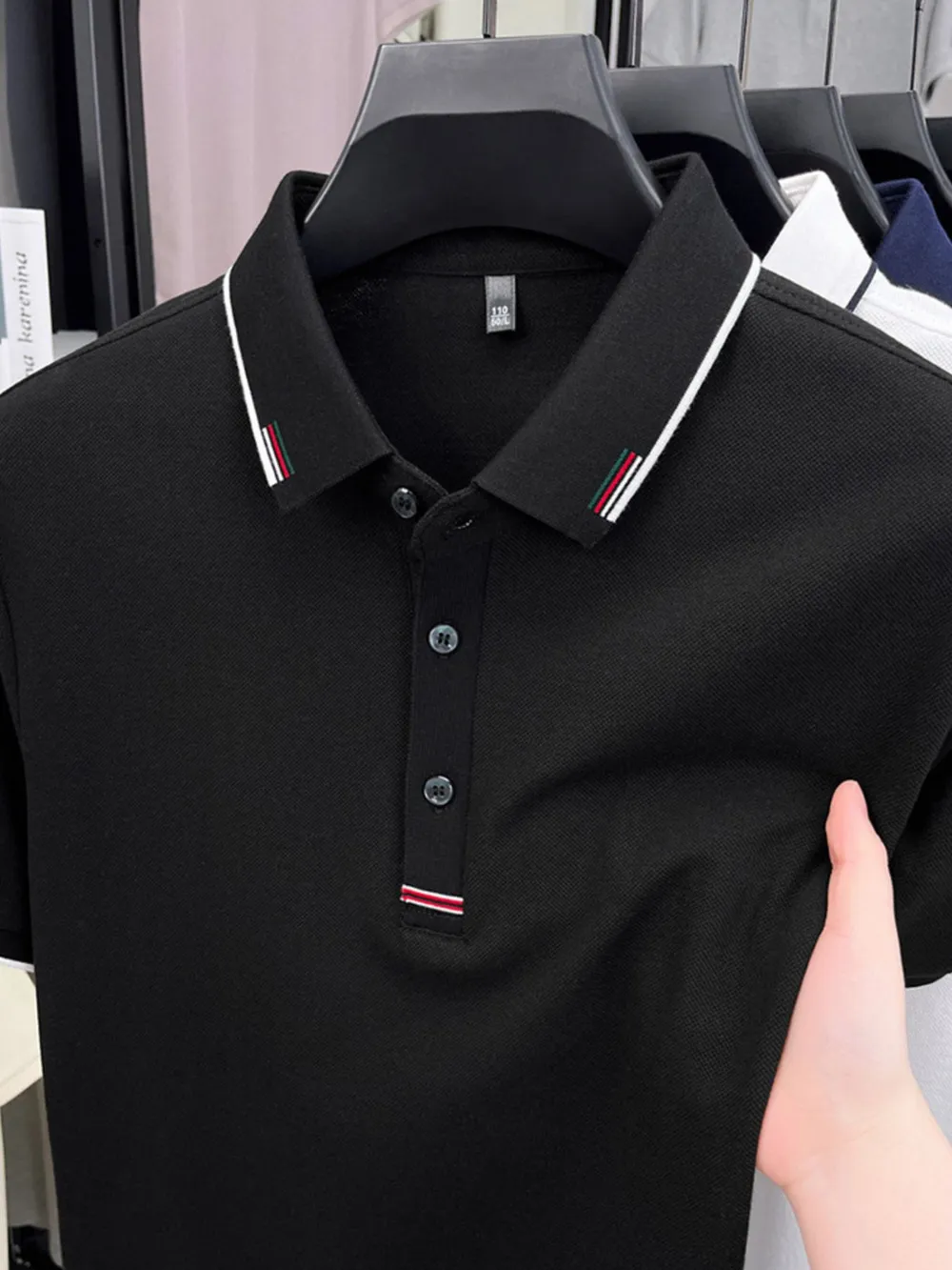 Men's Plus Size Button Detail Short Sleeve Polo, image 2