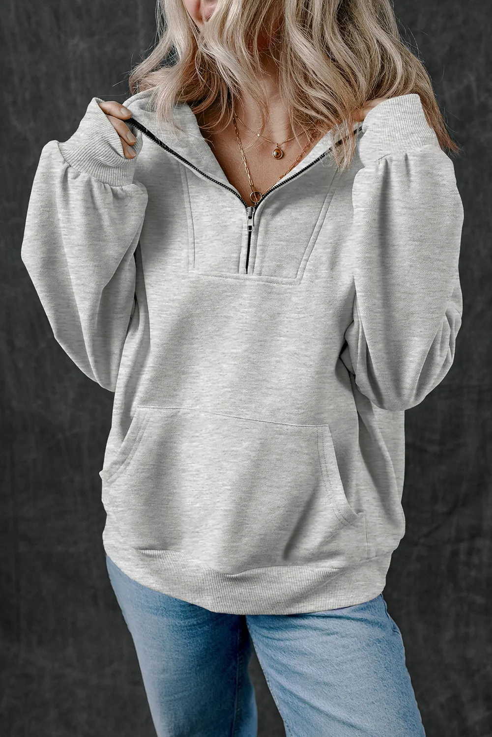 Half Zip Long Sleeve Sweatshirt, image 3
