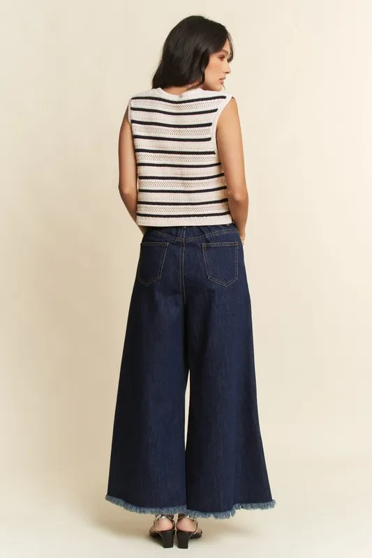Sleeveless Cropped Striped Sweater Knit Vest Top, image 8