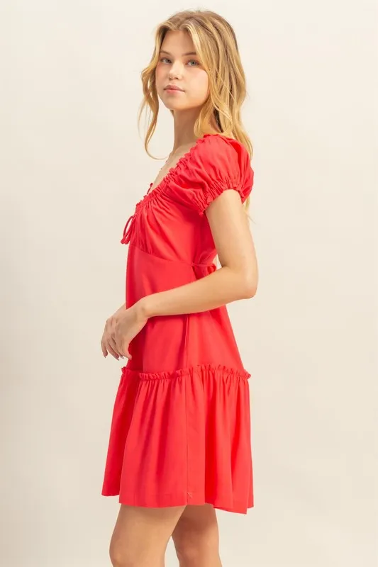 Ruched Frill Tiered Short Sleeve Mini Dress, image 3