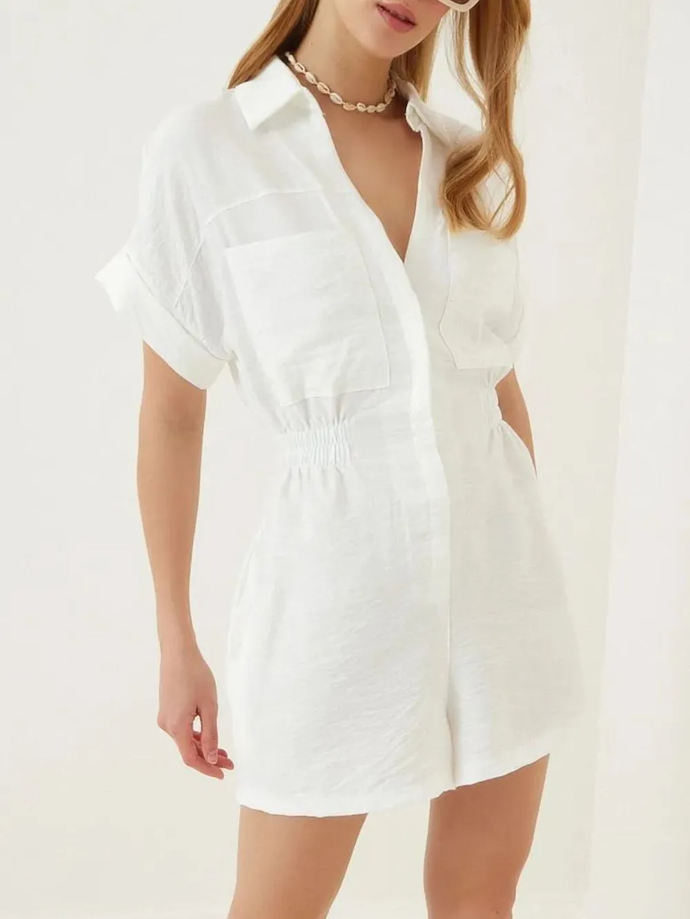 Johnny Collar Short Sleeve Romper, image 10