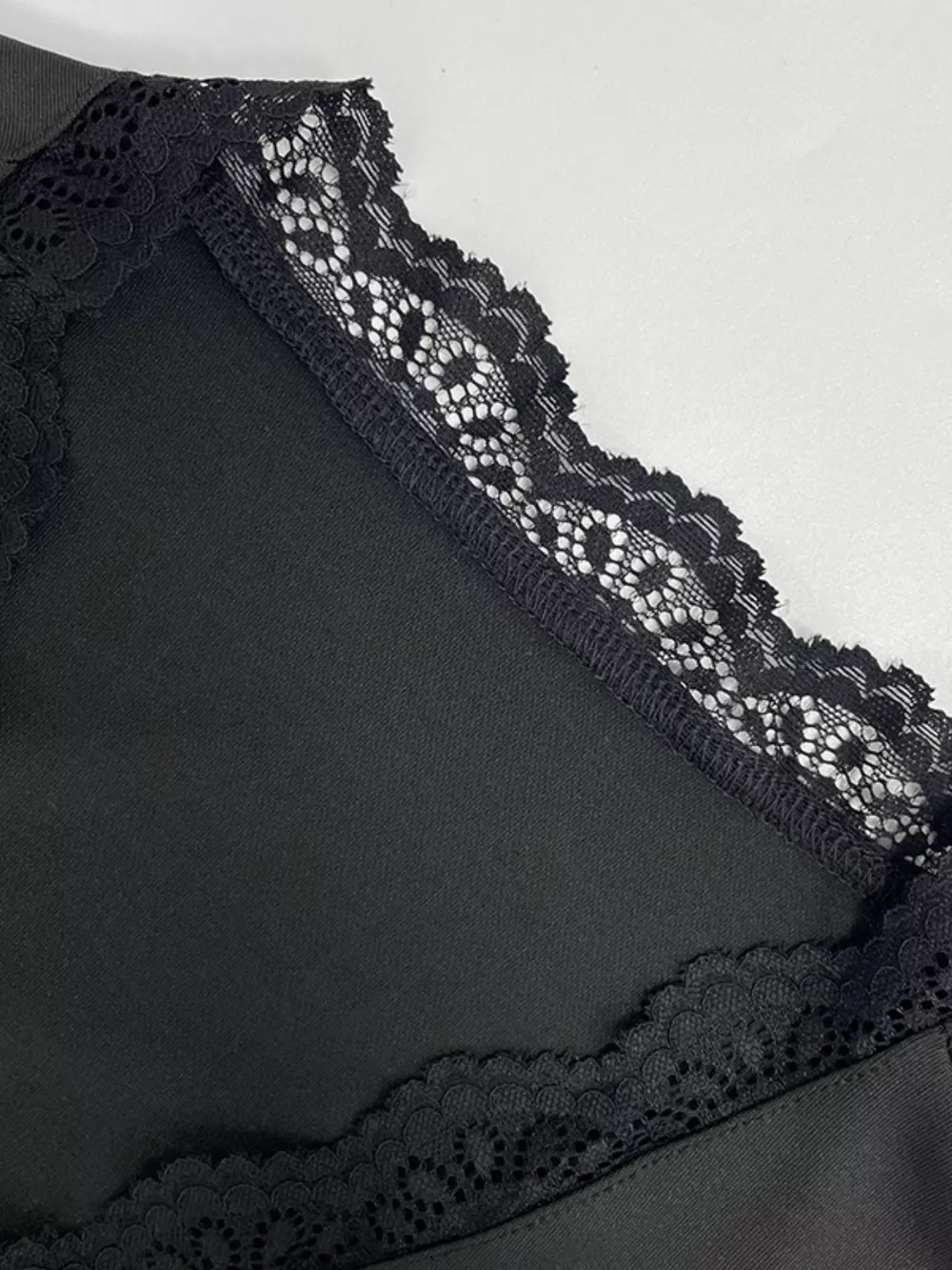 Lace Trim Bell Sleeve Tie Blouse, image 2