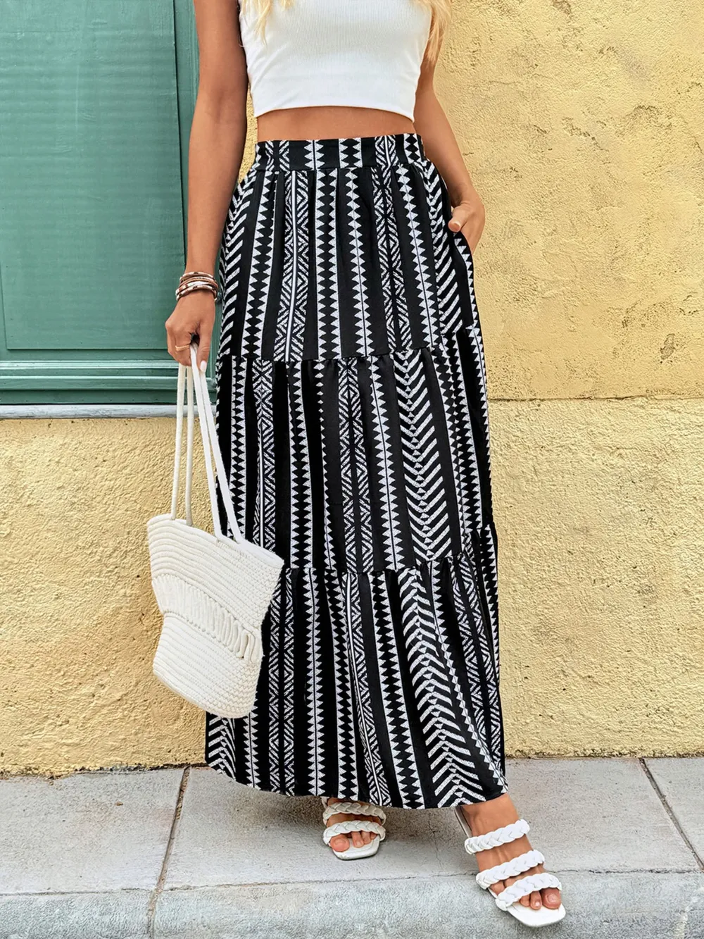 Printed High Waist Skirt, image 2