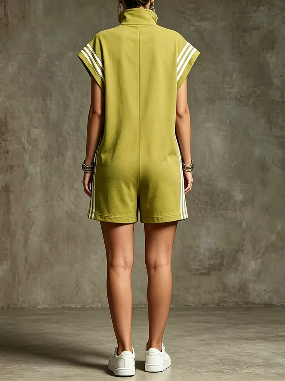 Striped Zip Front Romper, image 9