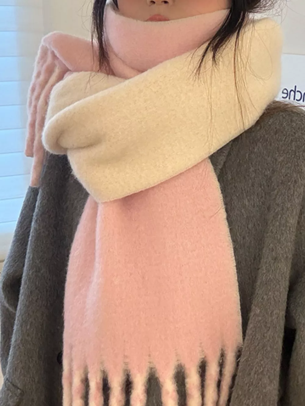 Color Block Fringe Winter Scarf, image 2