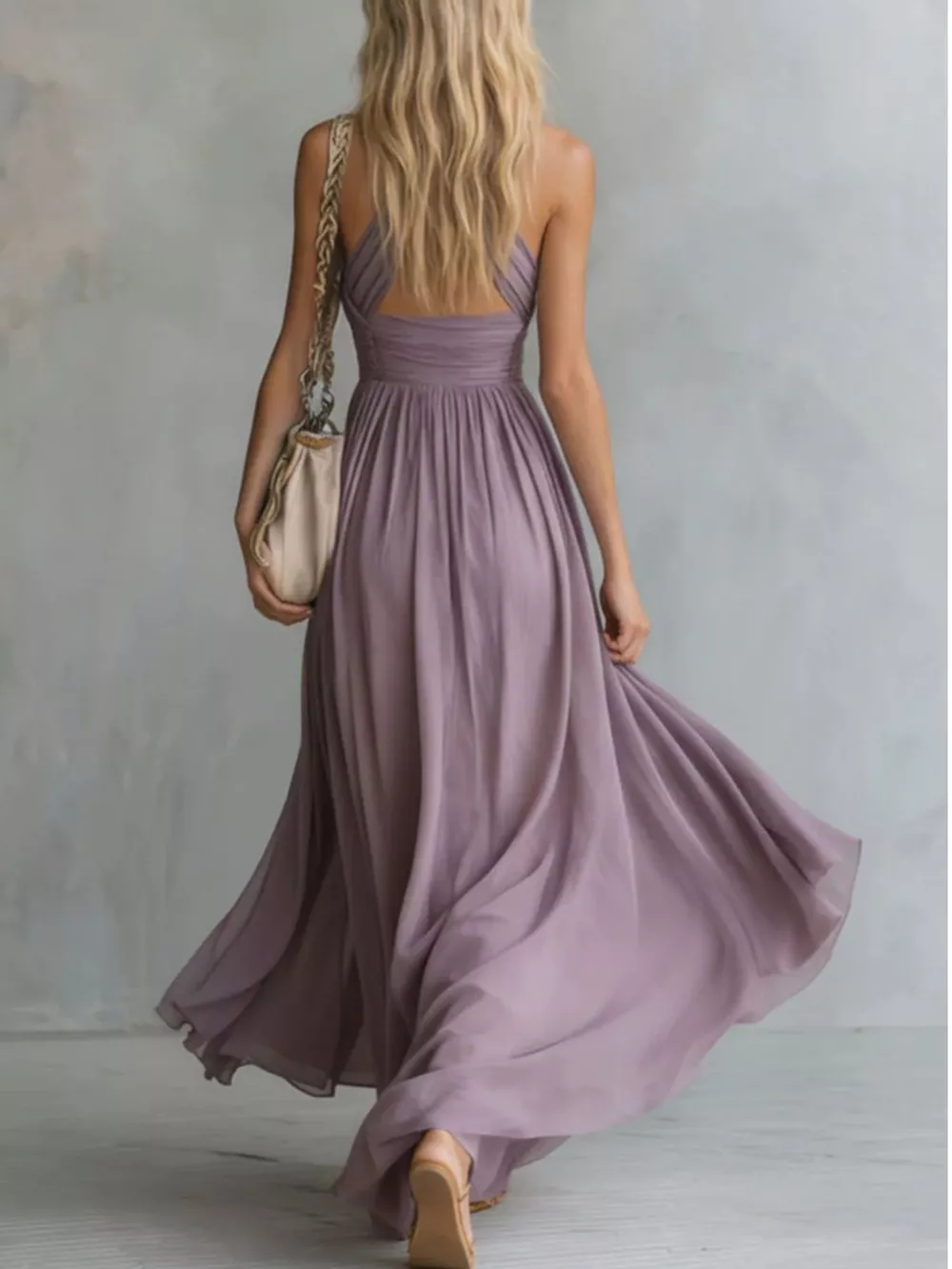 Crisscross Back Ruched Maxi Dress, image 3