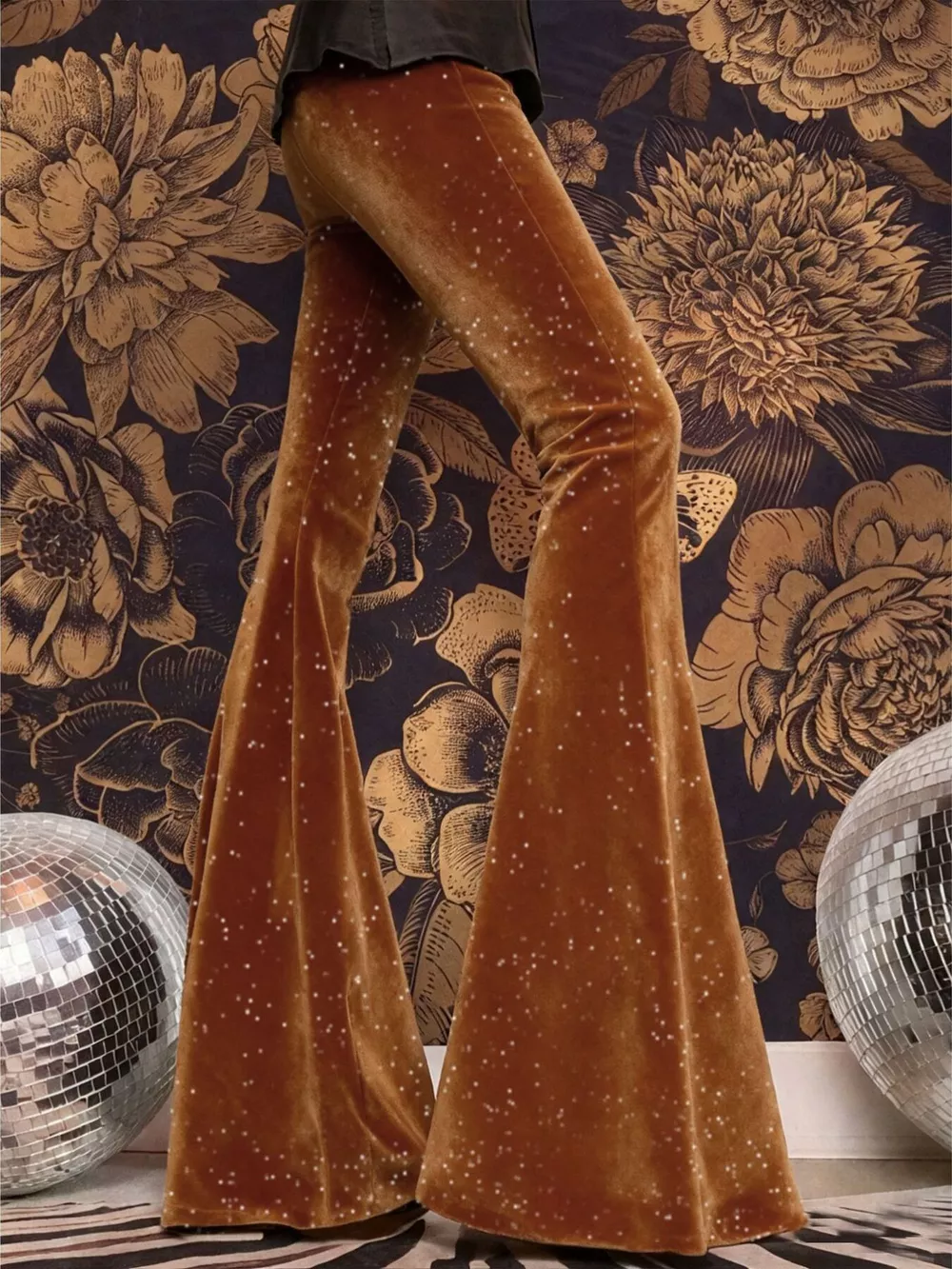 Velvet High Waist Flared Pants, image 2