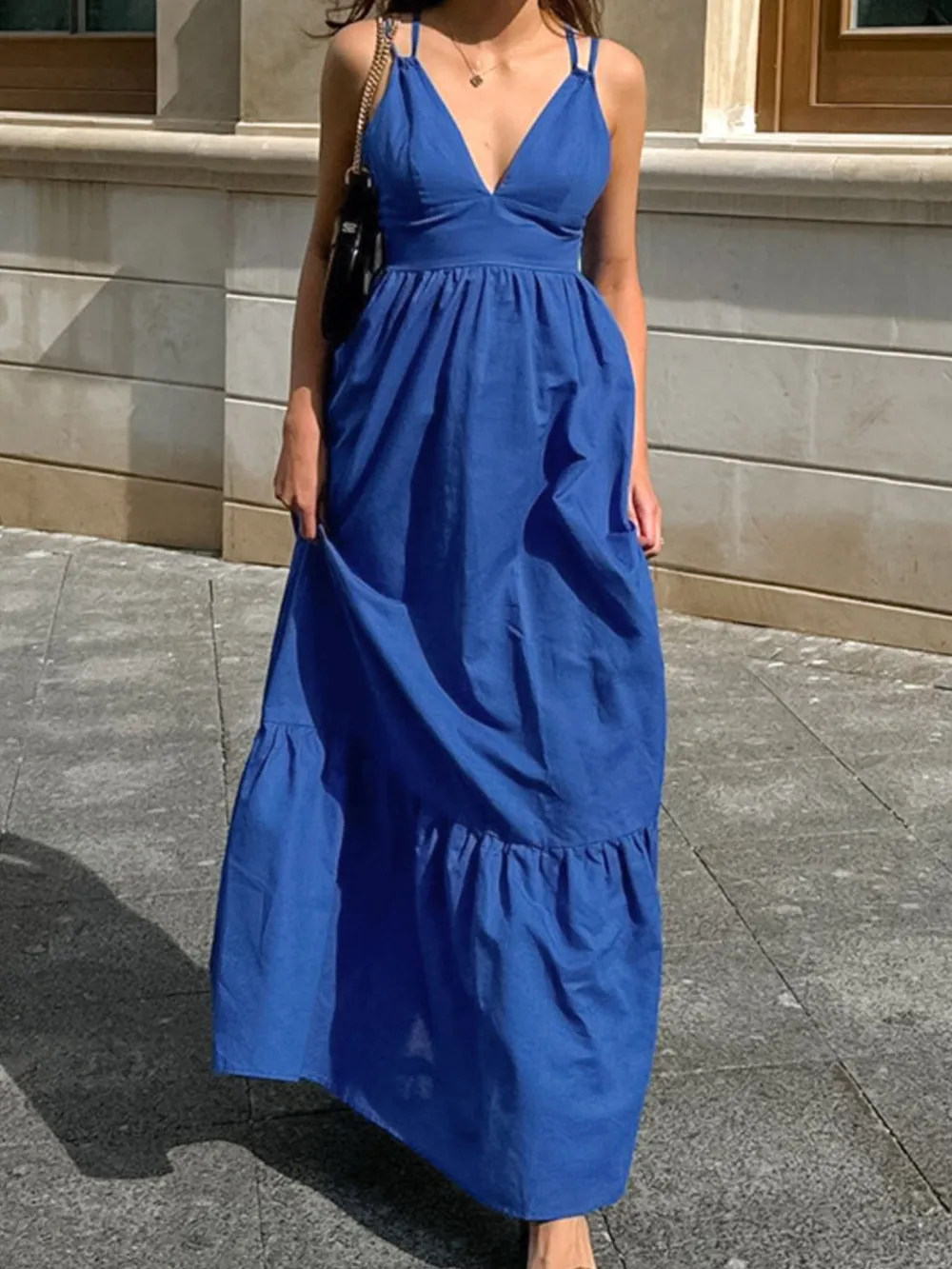 V-Neck Tiered Maxi Cami Dress, image 2