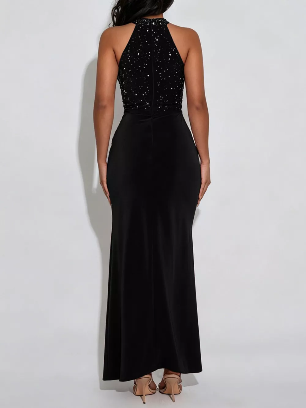 Slit Rhinestone Sleeveless Maxi Dress, image 2