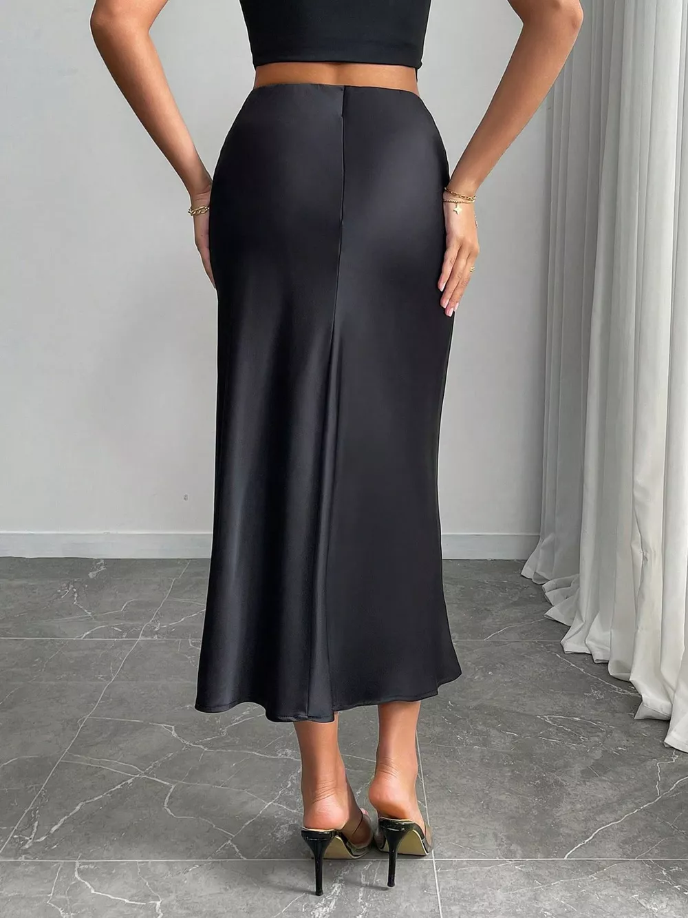 Satin Midi Skirt, image 5