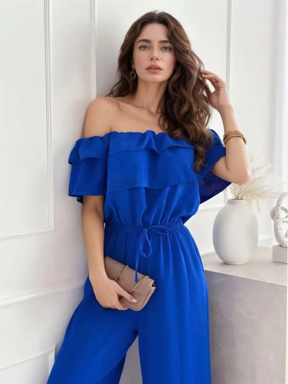 Ruffled Off-Shoulder Wide Leg Jumpsuit, image 4