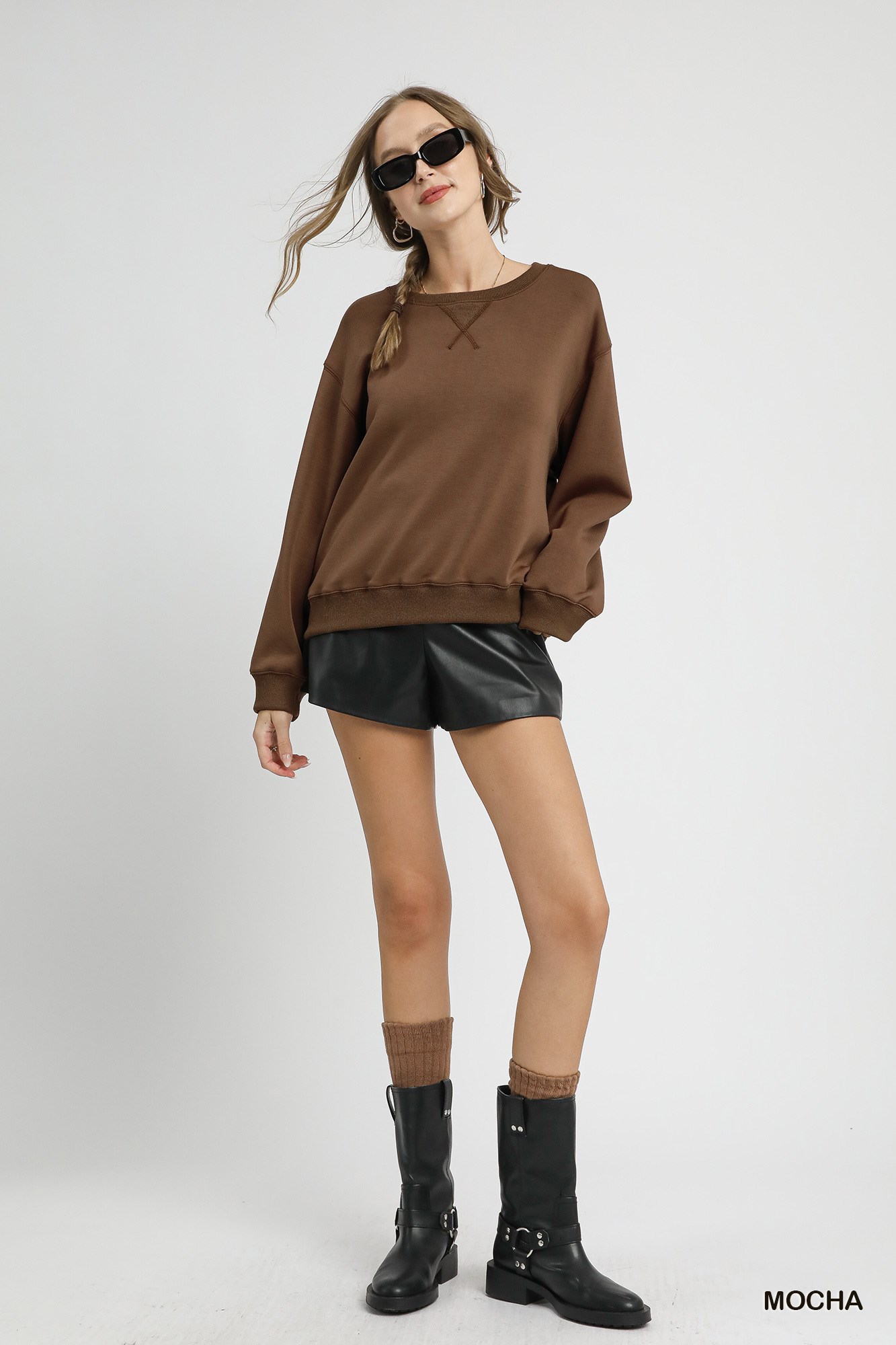 Round Neck Long Sleeve Fleece Sweatshirt, image 3