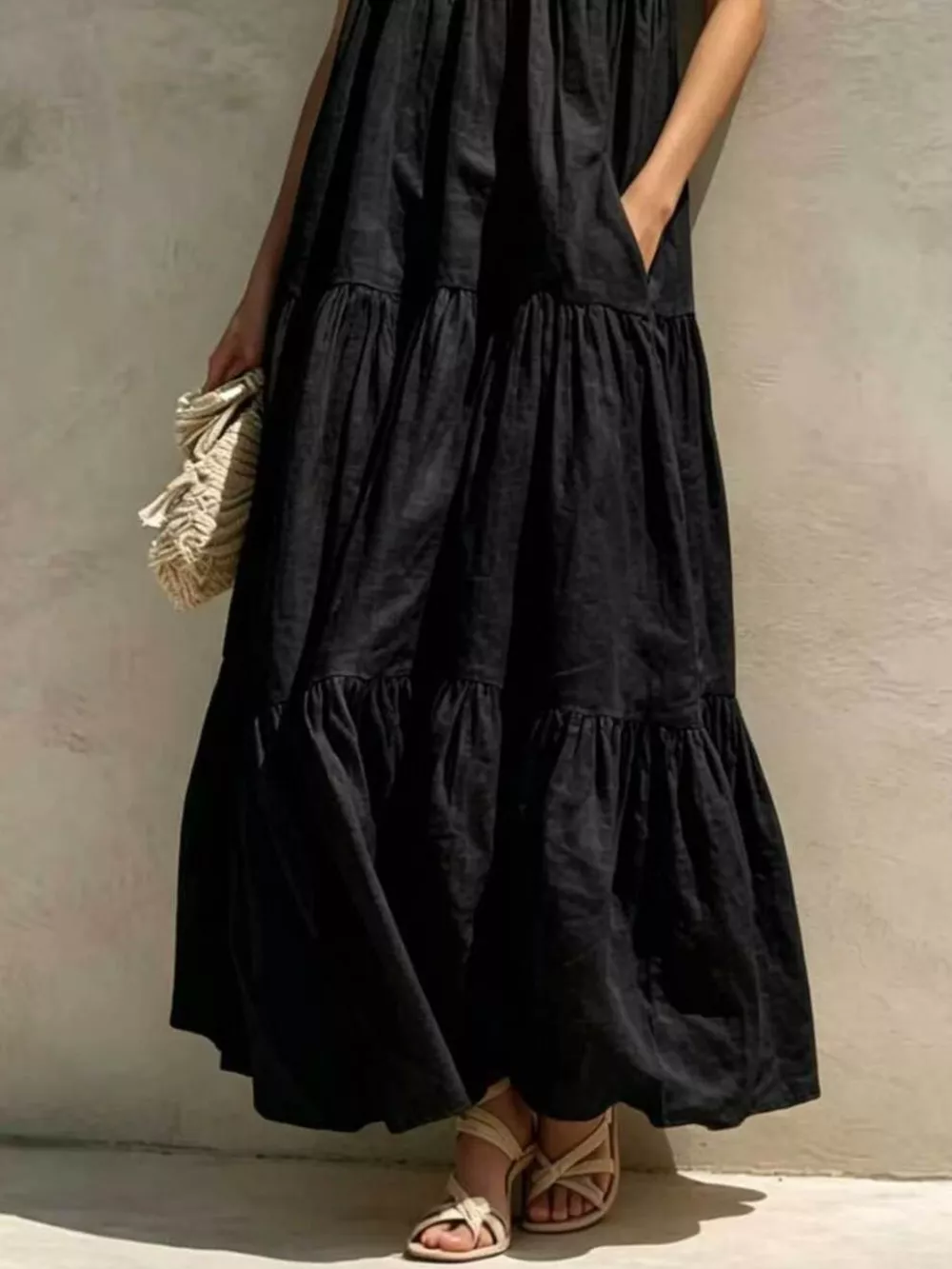 Tiered Scoop Neck Maxi Dress, image 12