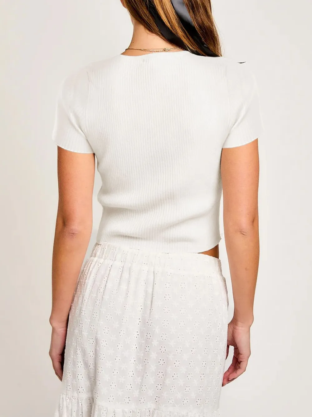 Bow Round Neck Short Sleeve T-Shirt, image 5