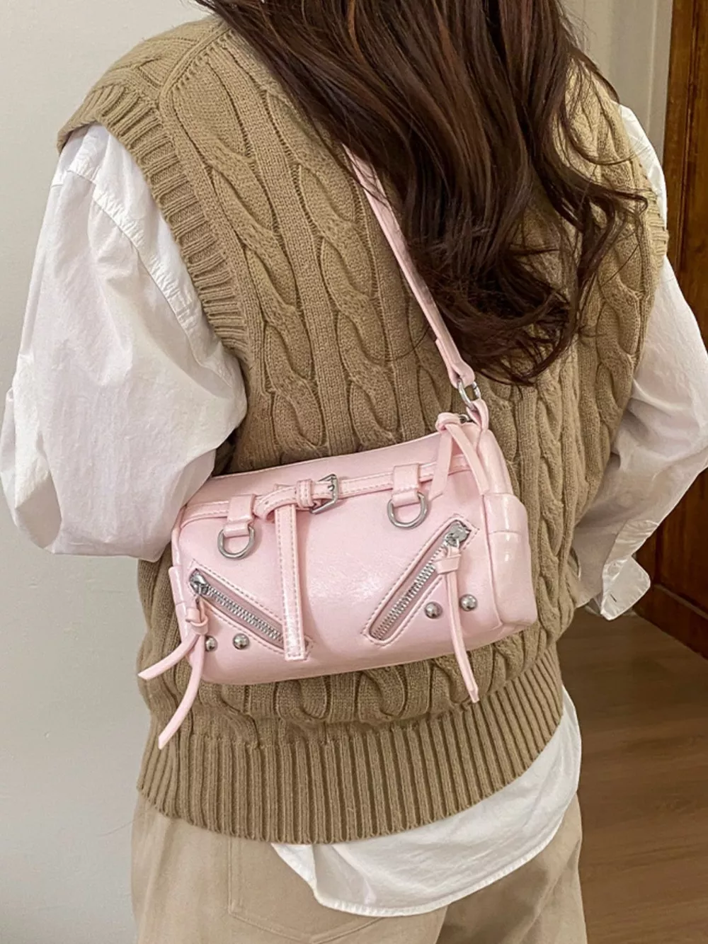 Adjustable Strap Leather Shoulder Bag, image 3