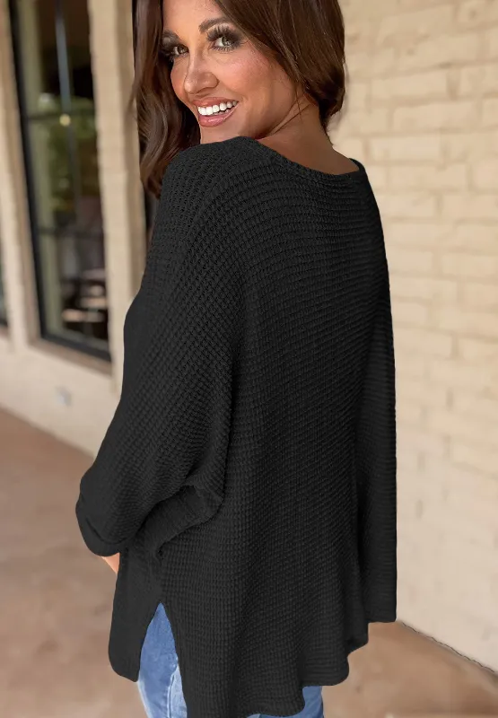 Side Slit V-Neck Long Sleeve Top, image 16