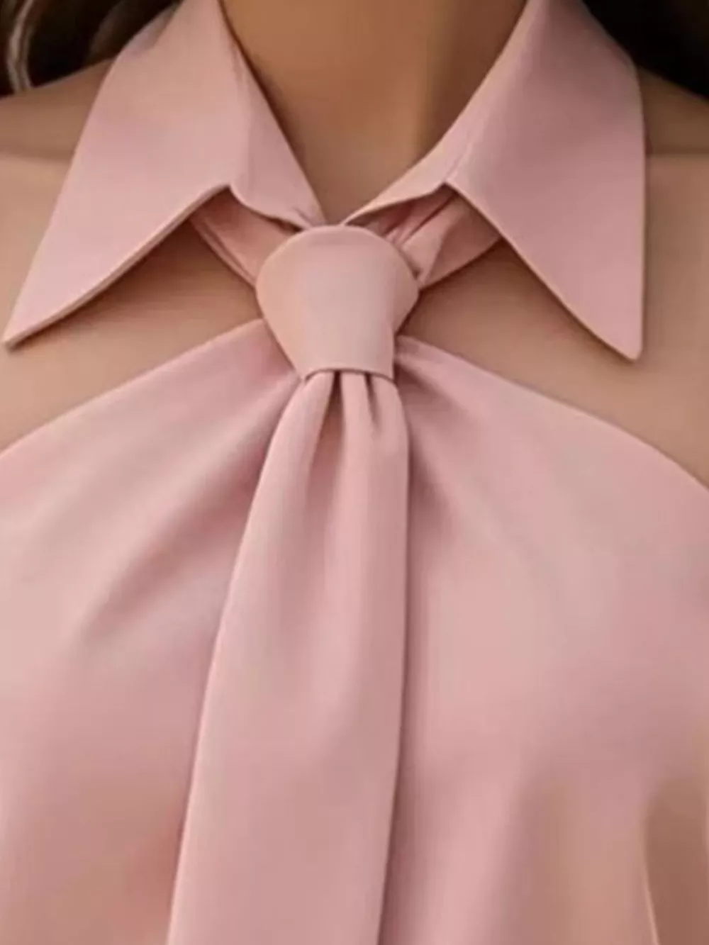 Halter Neck Sleeveless Top with Tie-Front Collar Detail, image 16