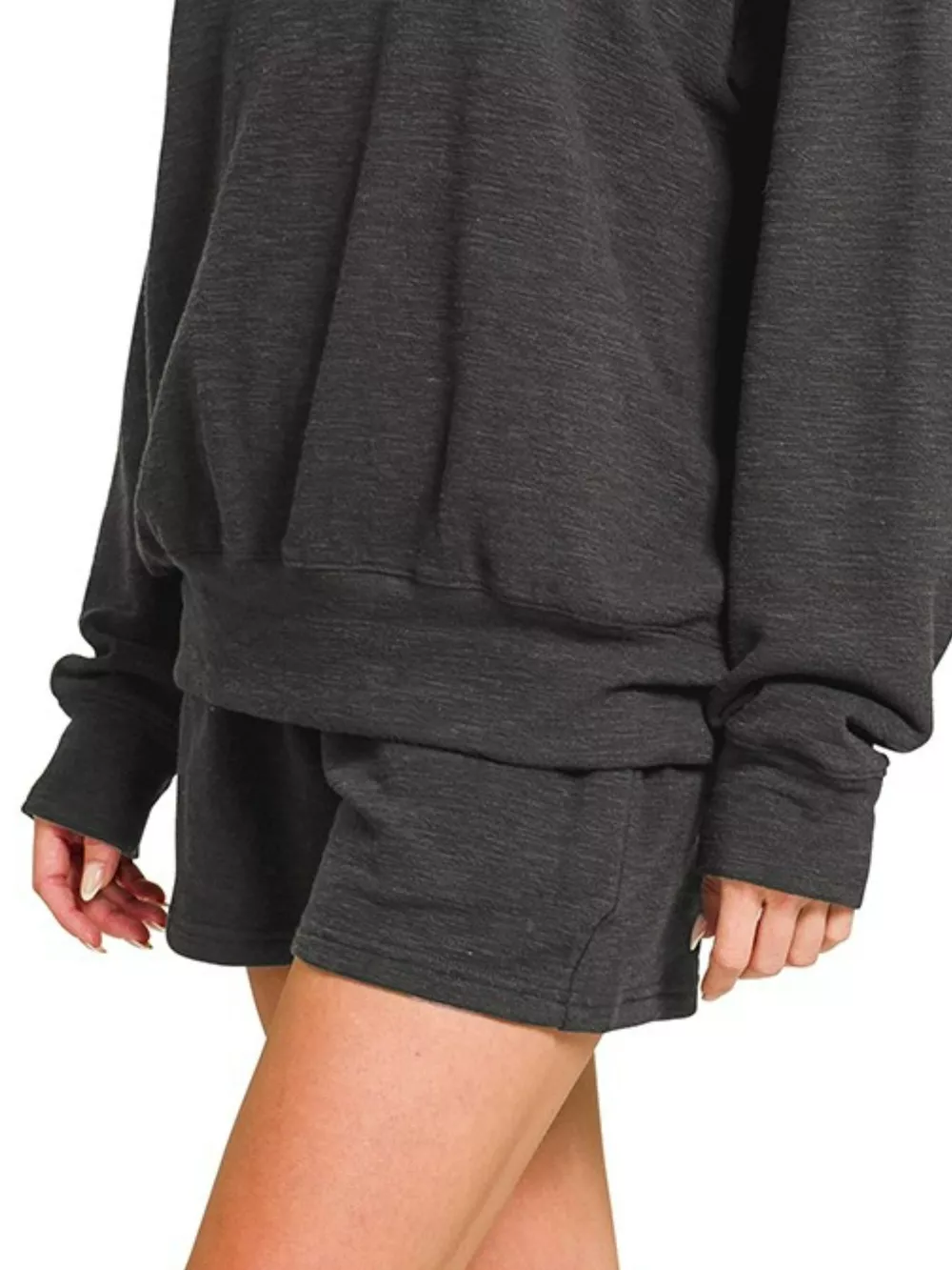 Slub Long Sleeve Top and Shorts Set, image 2