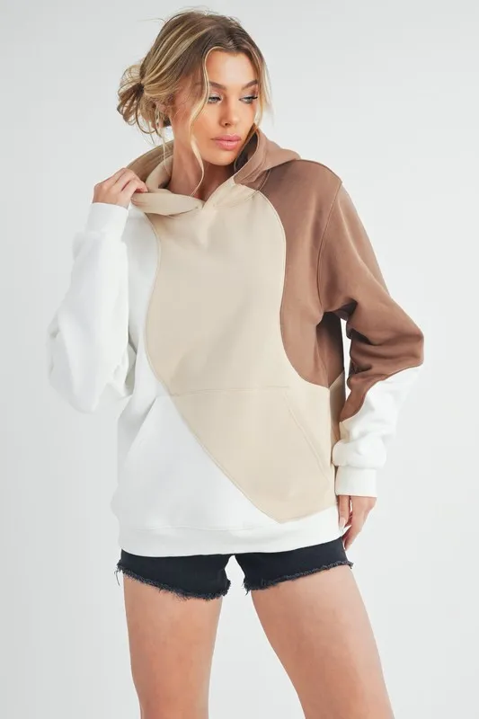 Color Block Hoodie with Kangaroo Pocket