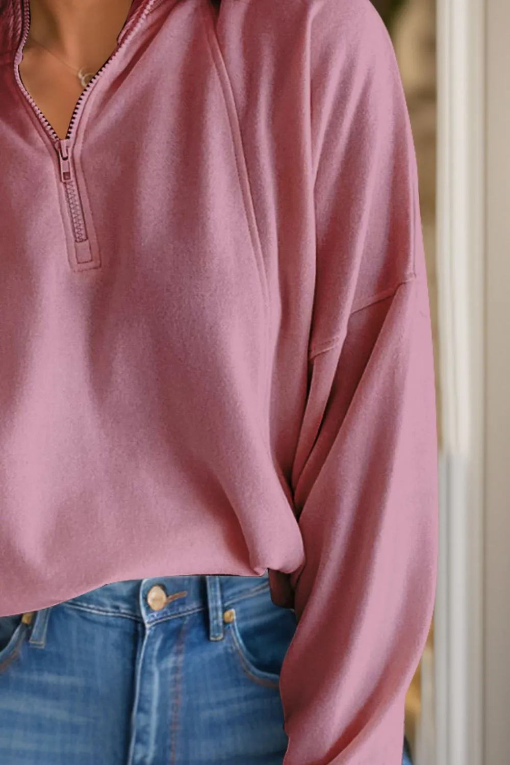 Half Zip Long Sleeve Sweatshirt, image 3