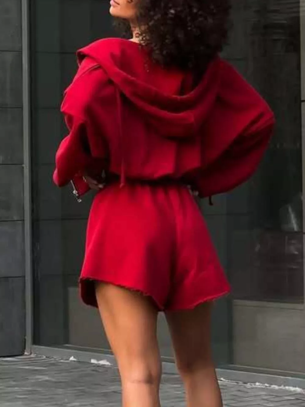 Oversized Zip-Up Hoodie and Shorts Set, image 21