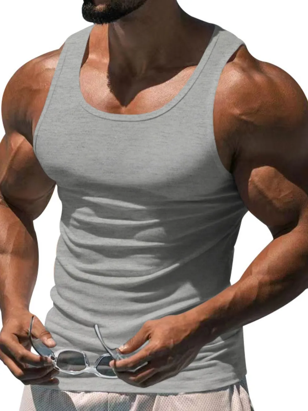 Men's Plus Size Wide Strap Tank, image 6