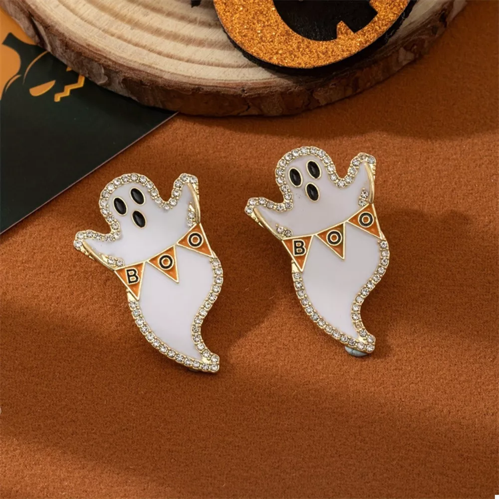 Halloween Ghost and Pumpkin Dangle Earrings, image 2