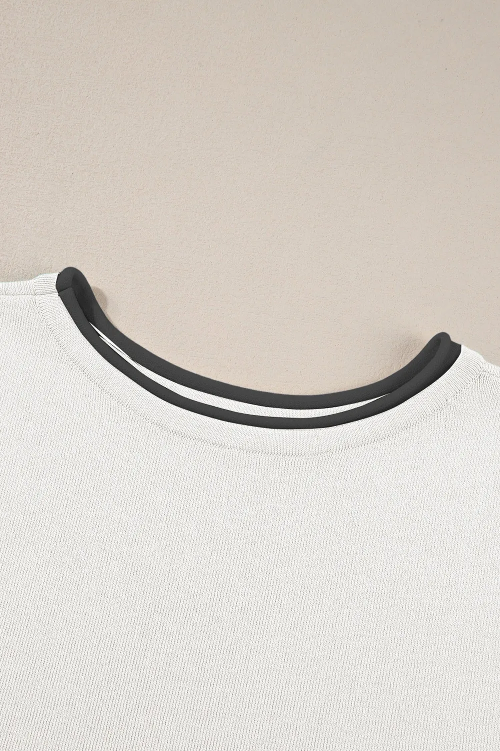 Contrast Trim Round Neck Top and Pants Set, image 3