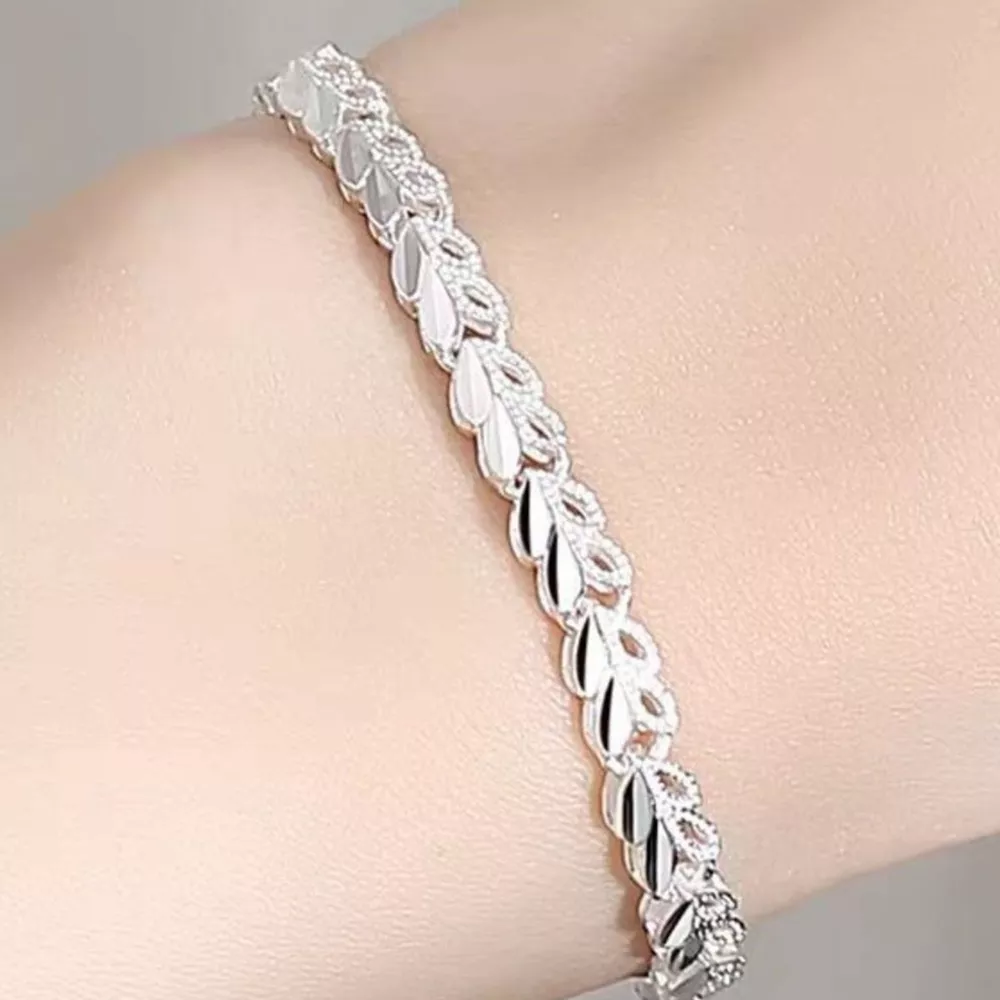 925 Sterling Silver Heart Link Bracelet, image 2