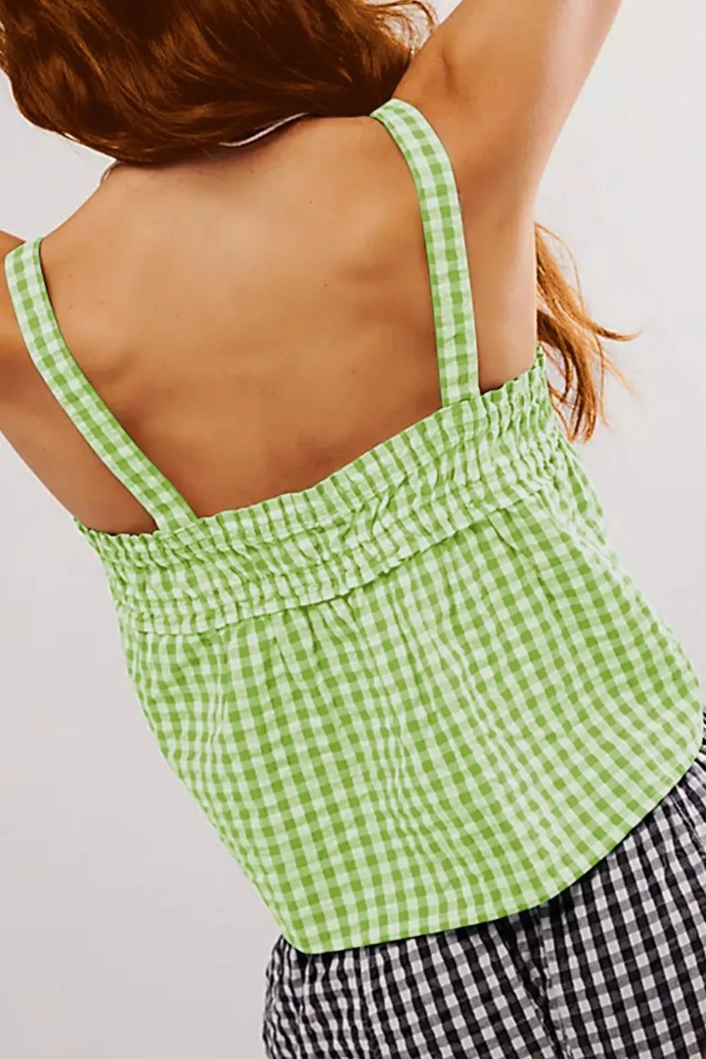 Tied Front Textured Square Neck Cami, image 2