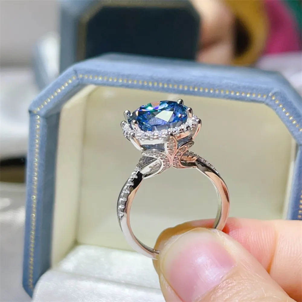 5 Carat Moissanite Halo Engagement Ring, image 2