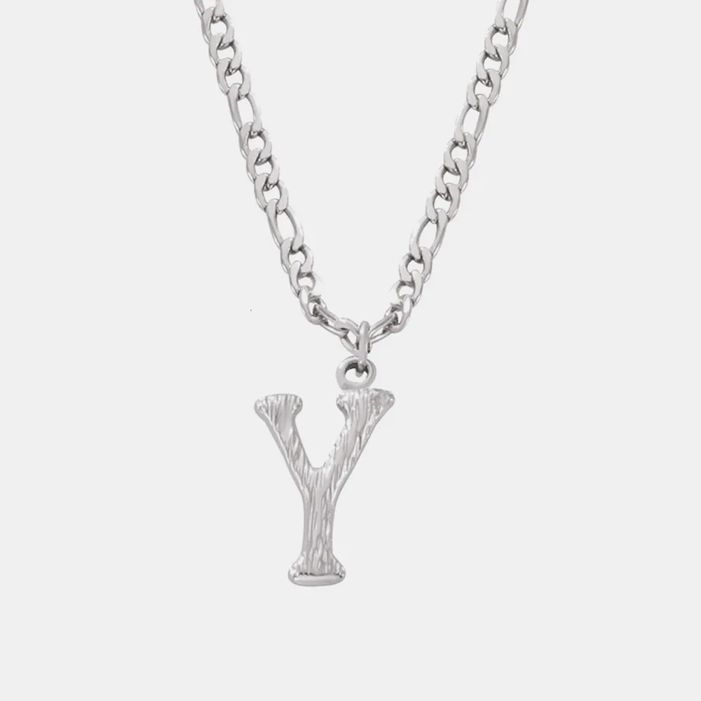 Titanium Steel Letter Pendant Necklace, image 14