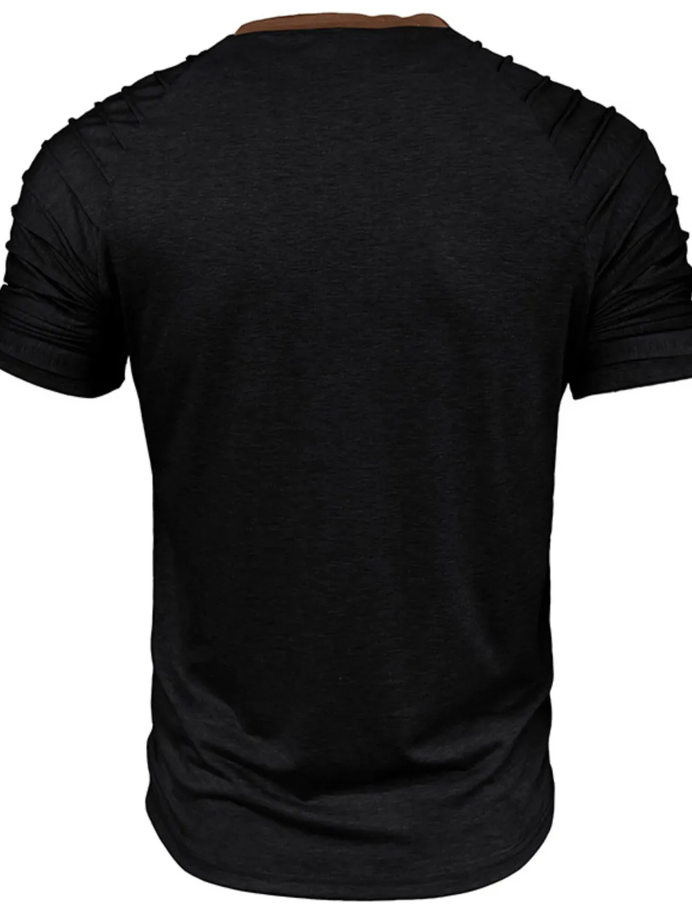 Men's Full Size Casual Henley Short Sleeve Top with Contrast Collar Plus Size, image 3