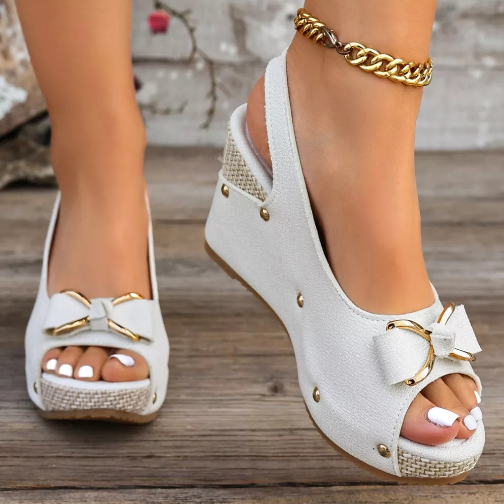 Peep Toe Wedge Sandals, image 8