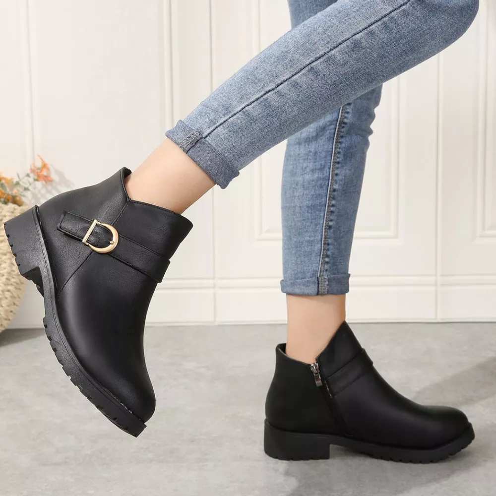 Round Toe Block Heels Boots, image 4