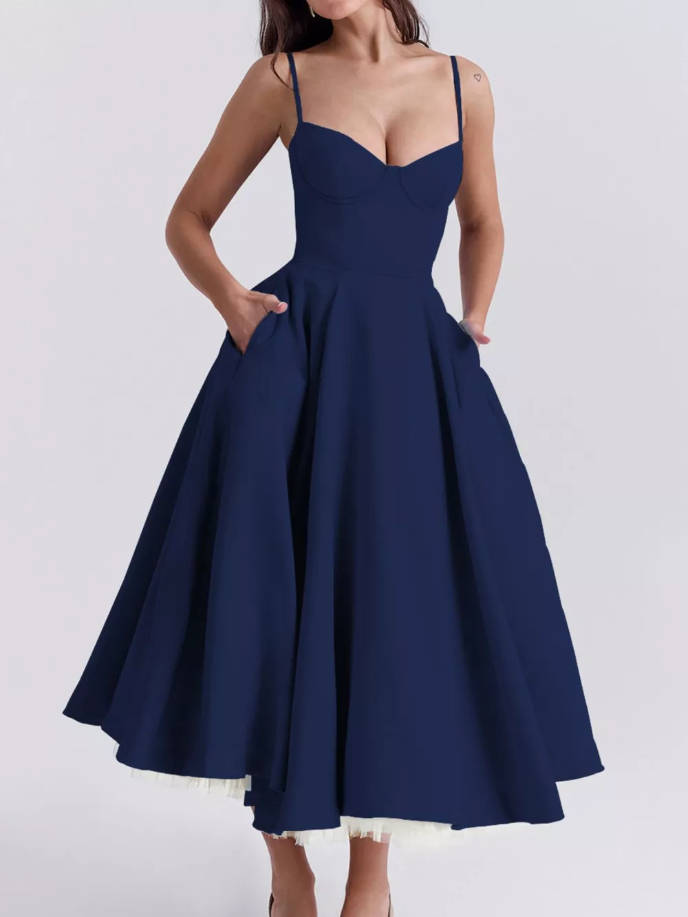 Sweetheart Neck A-Line Midi Dress, image 5