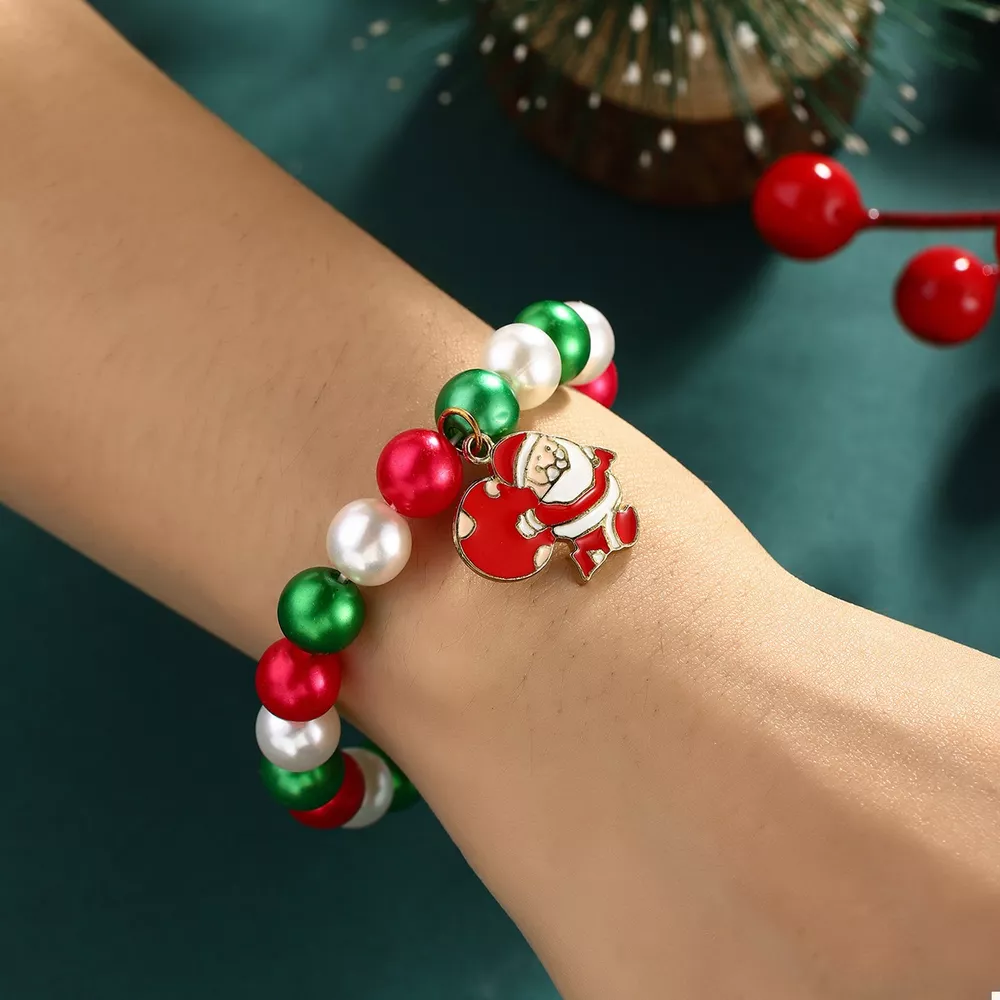 5 Piece Christmas Synthetic Pearl Bracelet, image 3