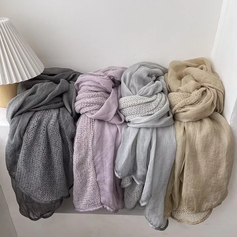Lightweight Knitted Scarf with Dyed Edges, image 2