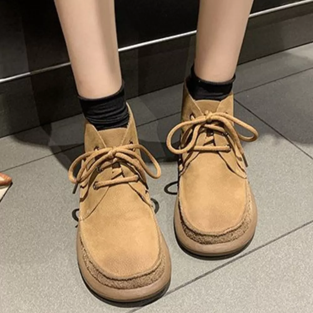 Round Toe Lace-Up Ankle Boots, image 2