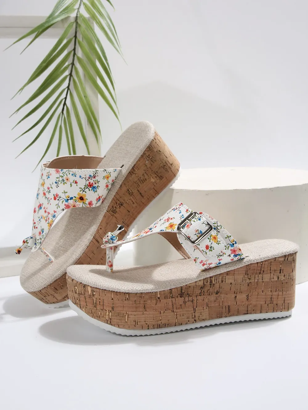 Floral Print Wedge Platform Sandals, image 4
