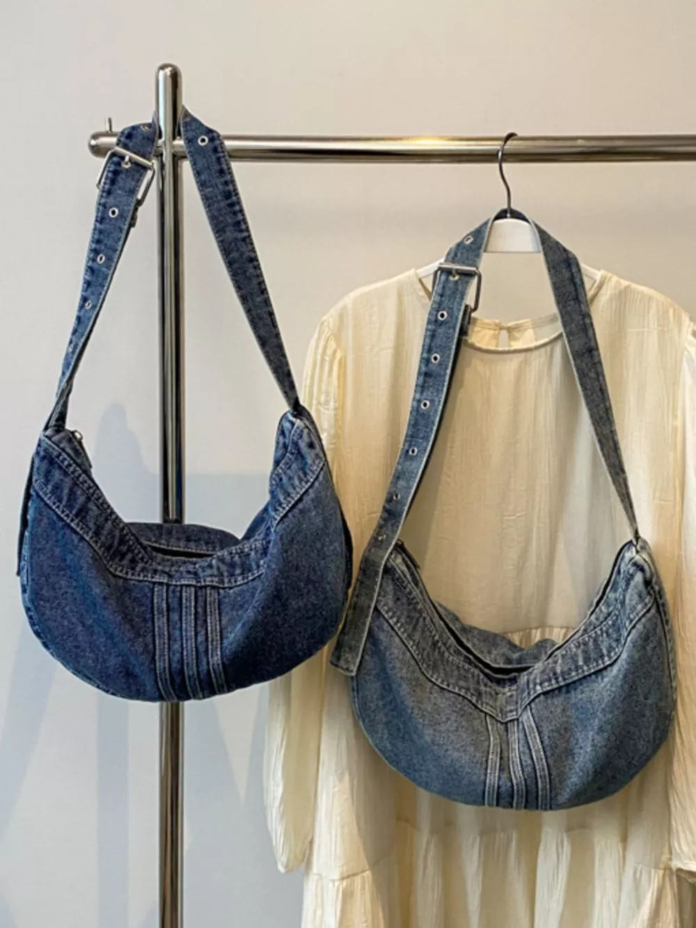 Denim Adjustable Strap Crossbody Bag, image 2